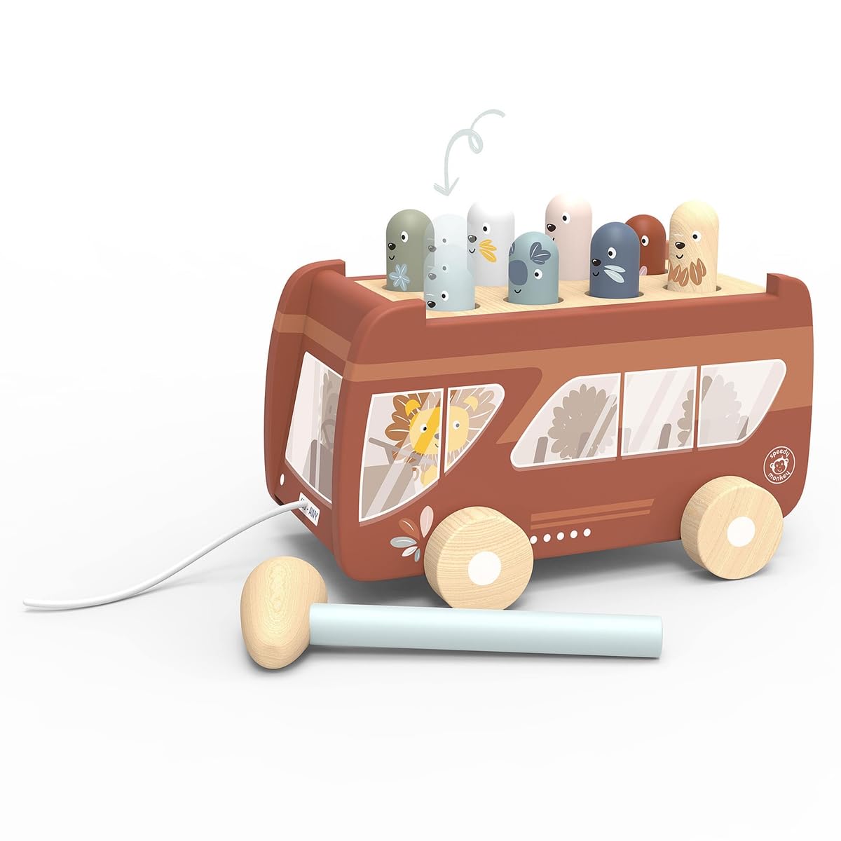 Amazon.com: Speedy Monkey Bus Pounding Bench, Pull-Along Bus with